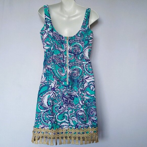 Lilly Pulitzer Eaton Shift Dress Size 4 Tassel Montauk Seaside - Picture 2 of 5